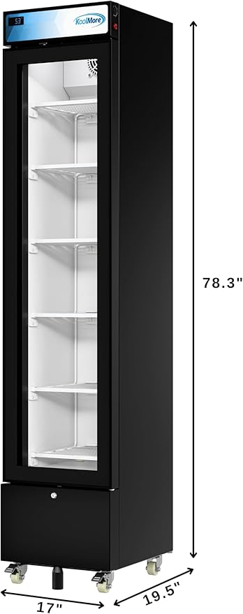 KoolMore KM-MDF-17S 17 Commercial Merchandiser Freezer with Manual Defrost, Capacity, ETL Listed in Black, 6.5 cu. ft. (Slim)