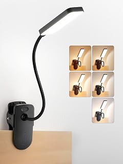 Clip on Light,9 Brightness+5 Color Rechargeable Lamp,48 LED Small Desk Lamp - Image 1