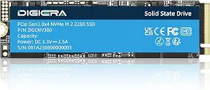 DIGIERA CNV300 Internal SSD PCIe Gen 3.0x4 NVMe M.2 2280, 512GB Space Up to 3500MB/s Read 3100MB/s Write with High Durability Premium Flash, Compatible with Laptop Desktop PC