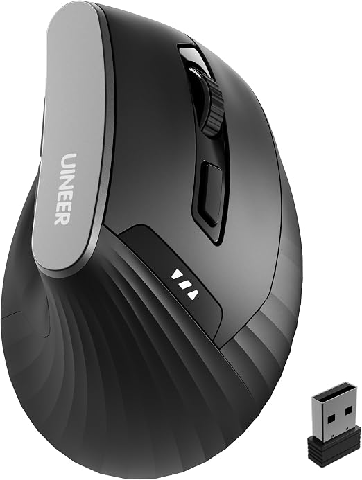 Uineer Ergonomic Vertical Mouse, 2.4G Wireless Mouse, Rechargeable, 4-DPI