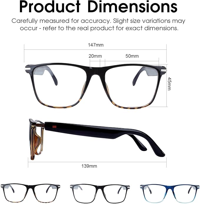 Smart Bluetooth Glasses for Men & Women, Voice Assistant & IPX5 Waterproof, Photochromic Smart Glasses with Speakers, Hand-Free Call & Music, Bluetooth Sunglasses for Travel, Working & Driving(Black)