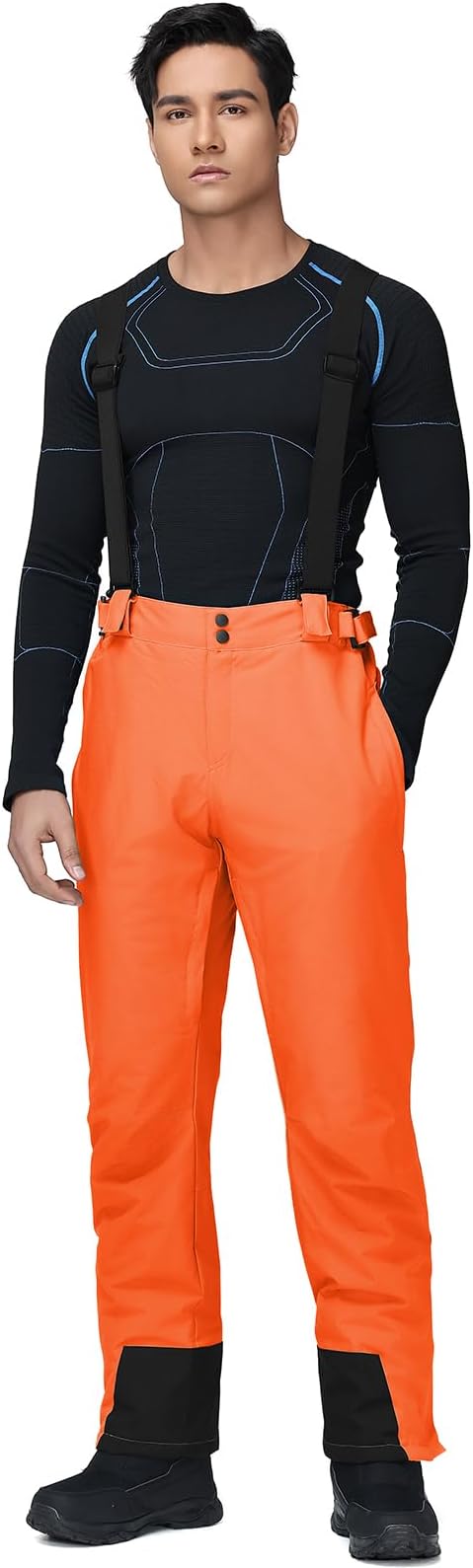 RIUIYELE Men's Ski Pants Insulated Snow Bibs Warm Winter Snowboard Bibs Overalls Waterproof Winterproof with Suspenders