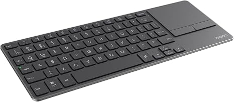 Rapoo Mini Wireless Keyboard with Touchpad, Multi-Device HTPC Keyboard for PC-Connected TV/Tablet/Steam Deck/Gaming Console/Raspberry Pi/Mini PC - Support Touch Gestures for Windows & Mac