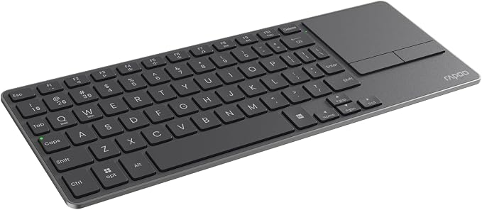 Rapoo Mini Wireless Keyboard with Touchpad, Multi-Device HTPC Keyboard for PC-Connected TV/Tablet/Steam Deck/Gaming Console/Raspberry Pi/Mini PC - Support Touch Gestures for Windows & Mac