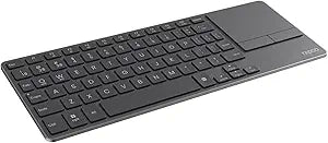 Rapoo Mini Wireless Keyboard with Touchpad, Multi-Device HTPC Keyboard for PC-Connected TV/Tablet/Steam Deck/Gaming Console/Raspberry Pi/Mini PC - Support Touch Gestures for Windows & Mac
