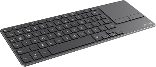 Rapoo Mini Wireless Keyboard with Touchpad, Multi-Device HTPC Keyboard for PC-Connected TV/Tablet/Steam Deck/Gaming Console/Raspberry Pi/Mini PC - Support Touch Gestures for Windows & Mac - Image 1