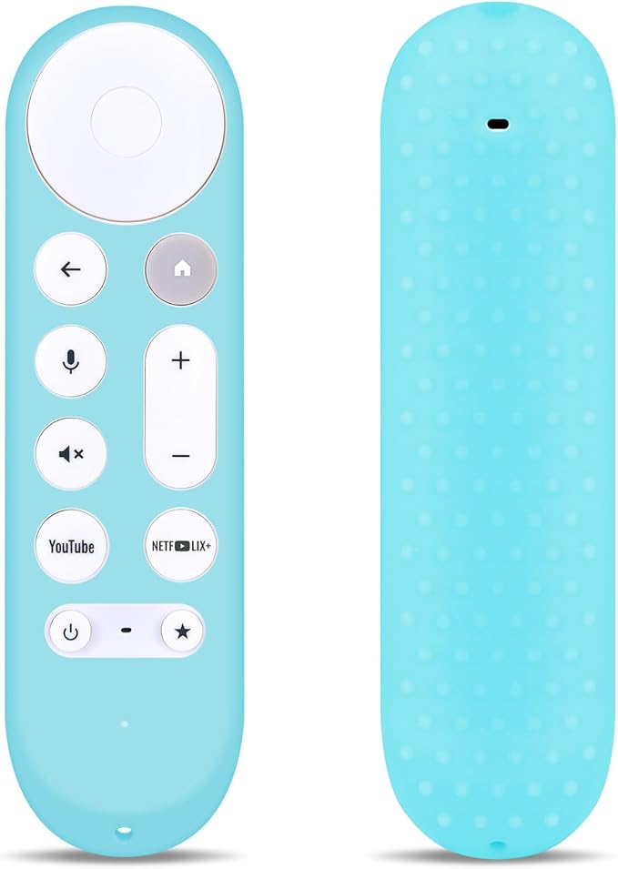 New Replacement Remote Control Cover Compatible for Google TV Streamer 4K TV GY3LE Voice Remote, Silicone Controller Case Sleeve (Glow-in-The-Dark，Blue)