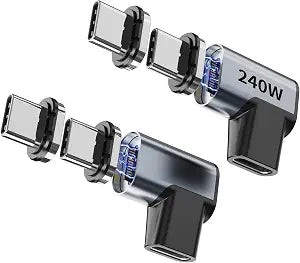 240W 90° Magnetic USB-C Adapter 2-Pack, 4 Tips, USB4