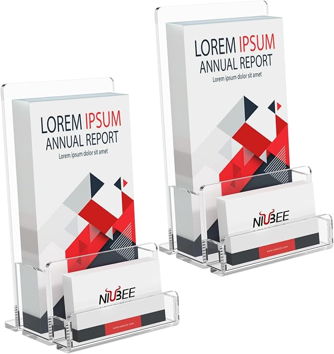NIUBEE Acrylic Brochure Holder 4‘’, Pamphlet Rack Card Flyer Display Stand