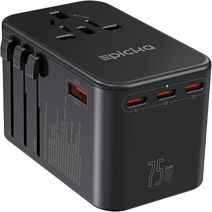 EPICKA 75W GaN PD Universal Travel Adapter, 3USB-C/2USB-A