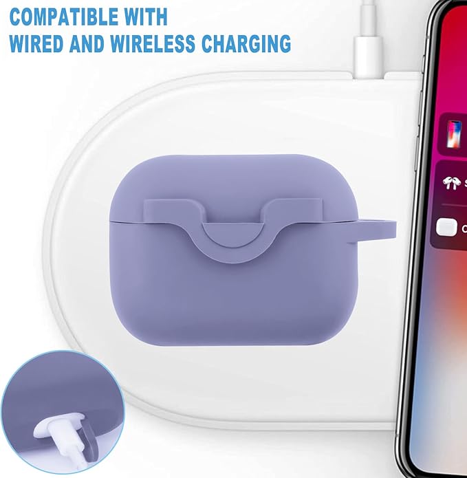 Secure Lock Bling Keychain Case for AirPods Pro 2nd Generation, Grey Blue