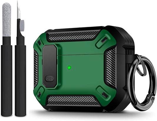 Maxjoy for AirPods Pro 3 Case (2025), Hard Shell Protective Cover Compatible with Airpods Pro 3rd Generation Case with Keychain Cleaner Kit for Men Women, Green