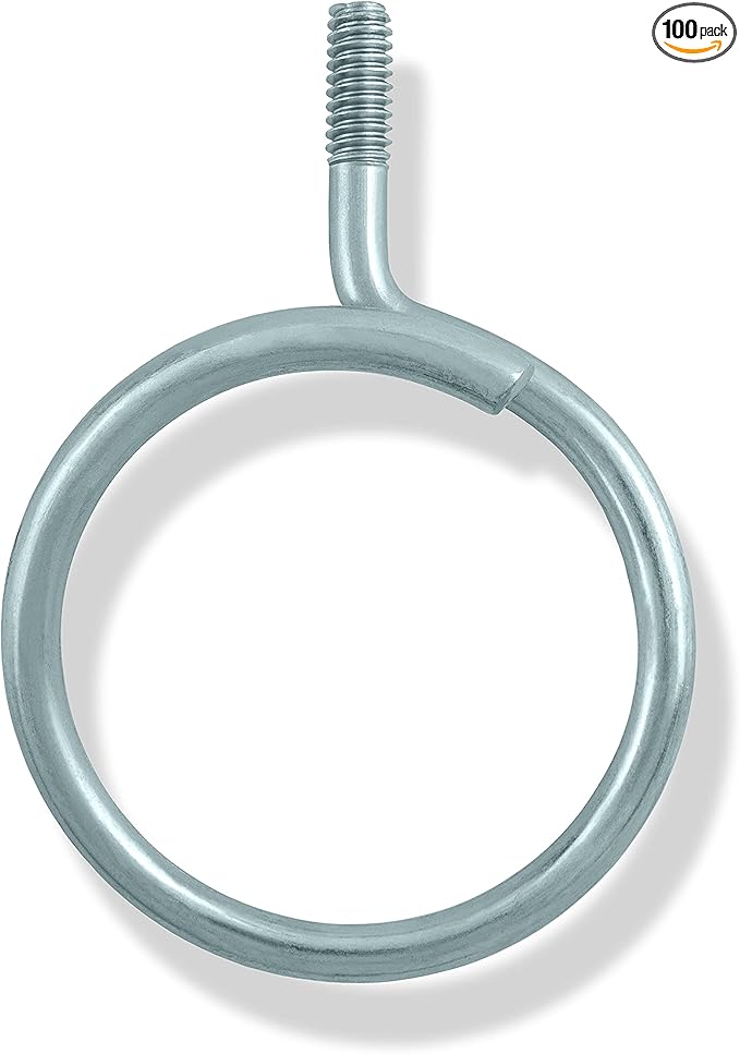 Premium Heavy Duty Bridle Rings – 100 Pack | 2 Inch Diameter, 1/4"-20 Thread | Professional Threaded Cable & Wire Support Hangers (Zinc-Plated Steel)