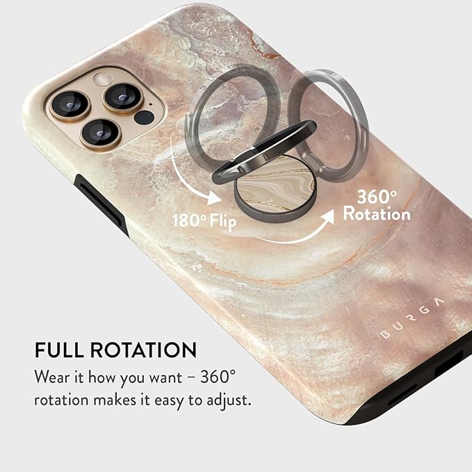 BURGA Cell Phone Ring, Holder Grip and Stand - Finger Phone Grip for Back of Smartphone Case, Kickstand 360 Rotation, Universal Ring for iPhone Samsung Galaxy Huawei Google Pixel, Stylish Accessories