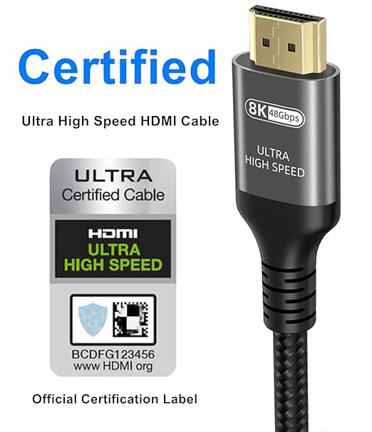 Ubluker 10K 8K 4K HDMI Cable 48Gbps 20 FT, Certified Ultra High Speed HDMI® Cable 4K 240Hz 144Hz 120Hz 8K60Hz 0.01ms HDR10+ eARC HDCP2.3 Netflix Roku TV PC Monitor Projector PS5 Xbox