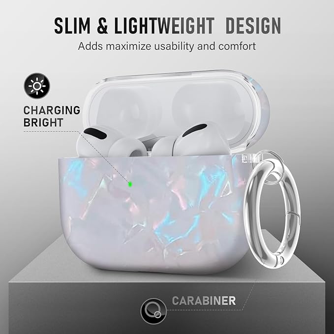 Compatible Airpods Pro 3 Case (2025),Design Shell Print Silicone Protective Cases for Apple AirPods Pro 3rd Generation Case,Airpod Pro 3 Cover with Keychain&Cleaner Kit for Women/Girls,White Shell