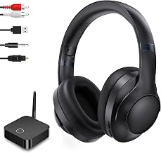 TV Headphones Wireless with Transmitter for Seniors,Optical,RCA,AUX,USB, BK - Image 1