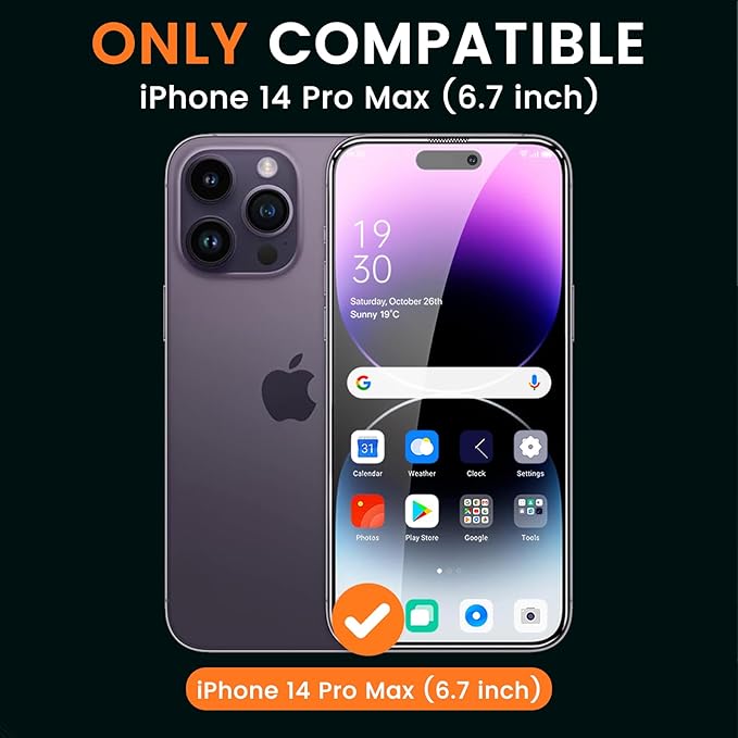 BNCHI 3 Pack for iPhone 14 Pro Max Privacy Screen Protector + 3 Pack Camera Lens Protector, Shatterproof Premium Tempered Glass, Auto-Dust Removal, 28°Anti Spy, 9H Full Coverage Tempered Glass Film