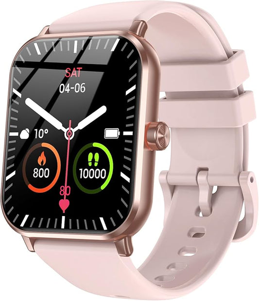 Smart Watch for Men/Women Android & iOS, 1.83" HD Touch Screen Fitness Watch with Stable Bluetooth Calling, 5 ATM Waterproof Fitness Tracker with 130+ Sports Modes, Heart Rate/Sleep Monitor (Pink)