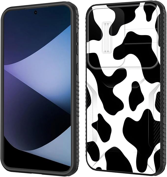 for Galaxy A35 5G Case Built in Slide Camera Lens Cover,Heavy Duty Shockproof Protection Dual Layer Case for Samsung Galaxy A35 5G 6.6 inch 2024,Cow Print