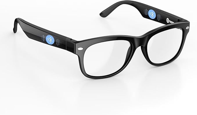 EH95 LLC WeariQ Bluetooth Smart Glasses with Open Ear Speakers, Hands-Free Voice Control, Built-In Microphone, Blue Light Blocking Safety Lenses, Lightweight Unisex Design