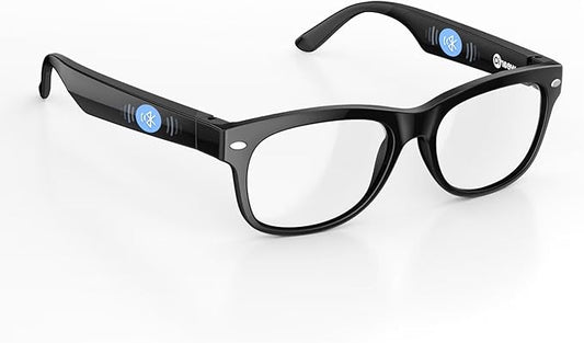 EH95 LLC WeariQ Bluetooth Smart Glasses with Open Ear Speakers, Hands-Free Voice Control, Built-In Microphone, Blue Light Blocking Safety Lenses, Lightweight Unisex Design