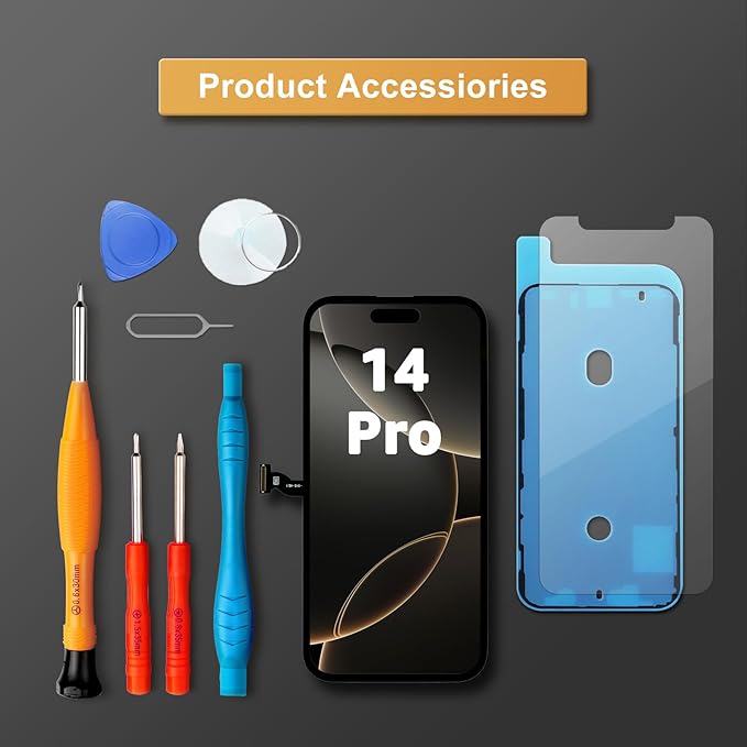 LL TRADER Screen Replacement for iPhone 14 pro 6.1" LCD Retina FHD Display COF Touch Screen Digitizer with Repair Tool Kits, Waterproof Tape, Screen Protector (Truetone programable) 2026 new for USA1