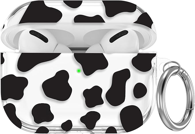 Maxjoy for AirPods Pro 3rd Generation Case, Clear AirPods Pro 3 Case for Women Girly Cute Soft AirPod Pro 3 Cover with Keychain Strap for AirPod Pro 3rd Gen Cover 2025, Cow Print