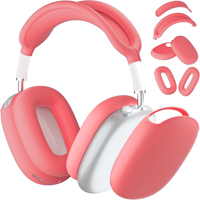 ATUAT for AirPods Max Headphones Case, Protective Silicone Case Cover Skin Accessories Anti-Scratch for Women Men for Apple AirPods Max 2024/2020 (USB-C/Lightning), Coral