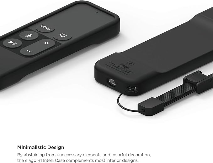 elago R1 Intelli Case [Black]-[Magnet Technology][Anti-Slip][Lanyard Included][Heavy Shock Absorption] for Apple TV Siri Remote 4K / 4th Generation