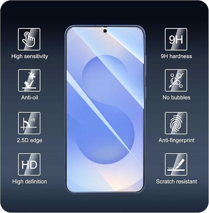 3*Screen Protector for Samsung Galaxy S24+/S24 Plus/S25+/S25 Plus with a Installation Alignment Aid, Double Shatterproof HD Tempered Glass Film, Impact-Protection [9H Hardness][Anti-Shatter][Anti-Scratch]
