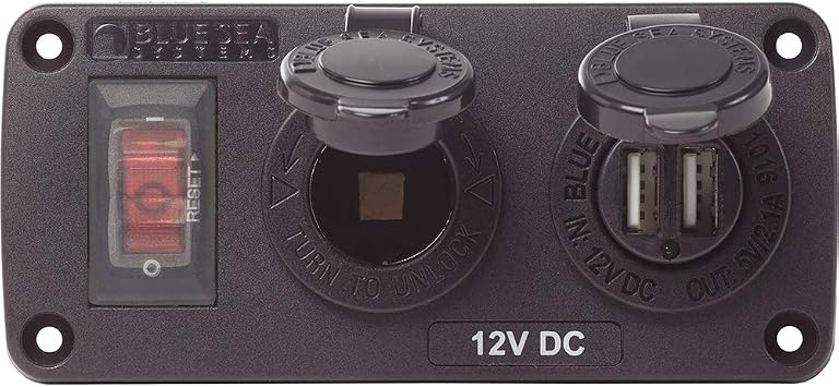 Blue Sea Systems Water-Resistant Accessory Panel with USB and 12V Socket