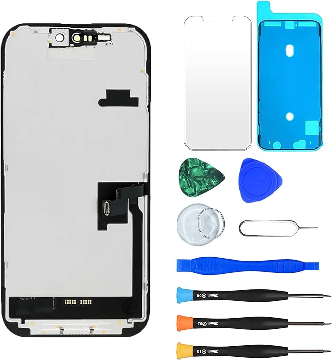 Replacement Screen for iPhone 16 LCD FHD COF Retina Display Digitizer with Total Repair Tool Kits, Screen Protector, Waterproof Tape