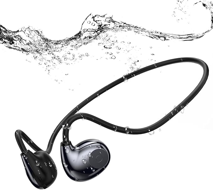 Open Ear Headphones Wireless Bluetooth, Air Conduction Headset Wireless Earbuds, Sports Headphones with HD Stereo Sound, Secure Fit Earhooks, 24H Playtime, Calling for Gym(Black)