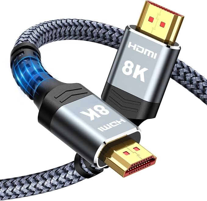 Highwings 10K 8K 4K HDMI Cable 48Gbps 5FT/1.5M, Ultra High Speed HDMI Cable 2.1 Braided Cord-4K@120Hz 8K@60Hz, DTS:X, HDCP 2.2 & 2.3, HDR 10+ Compatible with Roku TV/PS5/PS4/UHD TV/Blu-ray
