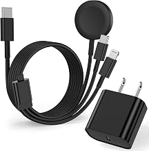 for Apple Watch Charger Fast Charging 6FT, 3 in 1 Multi Charging Cable with USB C iPhone iWatch Charger for Apple iWatch Series 11/10/9/8/7/Ultra3/Ultra 2/SE/6/5/4/iPhone 17/16/15/14/13/12/11-Black - Image 1