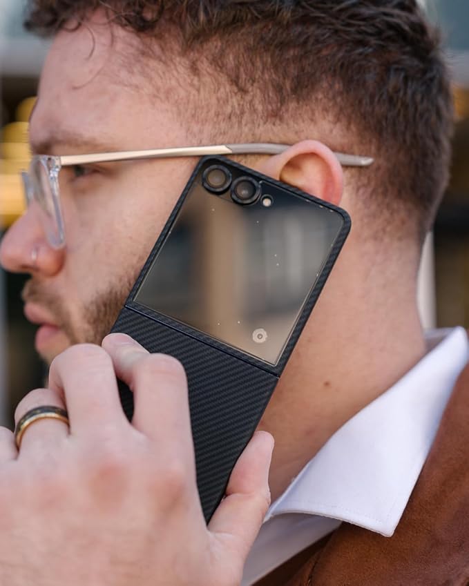 Thinborne Compatible with Samsung Galaxy Z Flip 7 Case, [600D Aramid Fiber] [Magnetic Charging] [Ultra Thin] [Minimalist Style] [Carbon Fiber Textures]