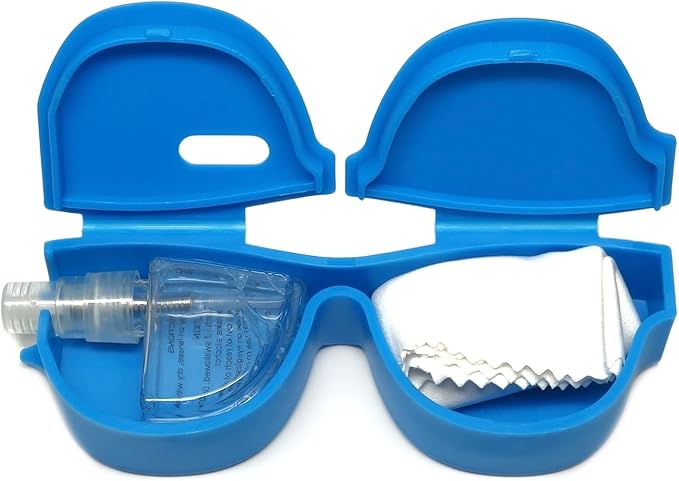 Calabria Kool Klean Eyeglasses Lens Cleaner Kit Blue 15 ml Cleaning Spray, White Micro-Fiber Cleaning Cloth Eyewear Cleaning
