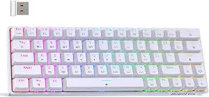 DIERYA DK63 60% Wireless Mechanical Gaming Keyboard | Bluetooth/2.4G/Wired | RGB Backlit Compact 63 Keys Mini Office Keyboard | with Red Switch | for Windows Laptop PC Gamer Typist-White