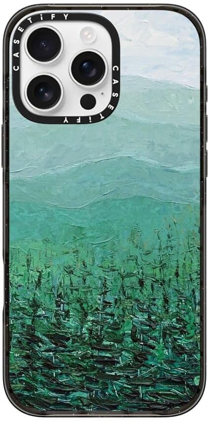 CASETiFY Impact Case for iPhone 16 Pro Max [Slim / 8.2 ft. 4X Military Grade Drop Protection/Wireless Charging Compatible] - Pine Forest - Clear Black