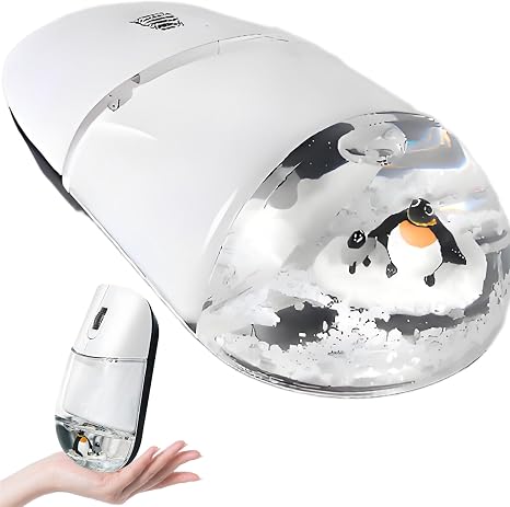 Wireless Mouse -Cute Clear Aqua Design, Water Mouse with Optical Precision, Silent Clicks, Lightweight & Floating Animal Transparent Retro Style for Home Office, Great for Kids & Adult(Penguin-White)