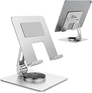 TIGRIS Tablet Stand for Desk, 360° Rotating Foldable Metal Holder for iPad