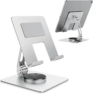 TIGRIS Tablet Stand for Desk, 360° Rotating Foldable Metal Holder for iPad