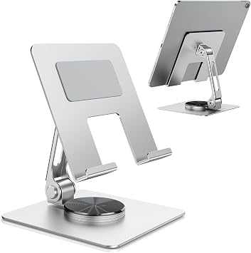 TIGRIS Tablet Stand for Desk, 360° Rotating Foldable Metal Holder for iPad