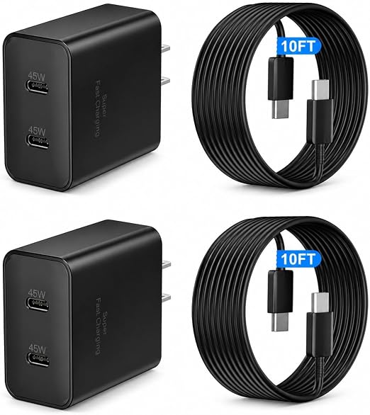 45W Super Fast Charger USB C, Dual Android Phone Charger Type C Chargers Fast Charging Block with 10FT Long USB-C Charging Cable Cord for Samsung Galaxy S26 Ultra/S26+/S26/S25Ultra/S25/S24/S23/S22 - Image 6