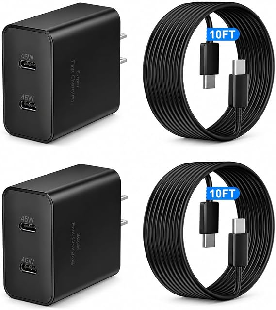 45W Super Fast Charger USB C, Dual Android Phone Charger Type C Chargers Fast Charging Block with 10FT Long USB-C Charging Cable Cord for Samsung Galaxy S26 Ultra/S26+/S26/S25Ultra/S25/S24/S23/S22 - Image 7