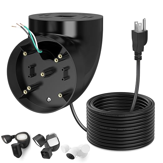 Eave Mount with Power Cable for Floodlight Cam Wired Plus/Pro, Google Nest Cam,Blink Floodlight Cam with 20ft Charging Cable Adapter, No Junction Box Need(2 in 1 Plug in Mount & Cord Set)