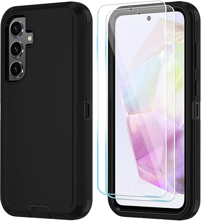 ONOLA Compatible with Samsung Galaxy S26+ / S26 Plus Case with HD Screen Protector [Not fit S26 / S26 Ultra], 3 in 1 Heavy Duty Phone Case for Galaxy S26 Plus 6.7",Black