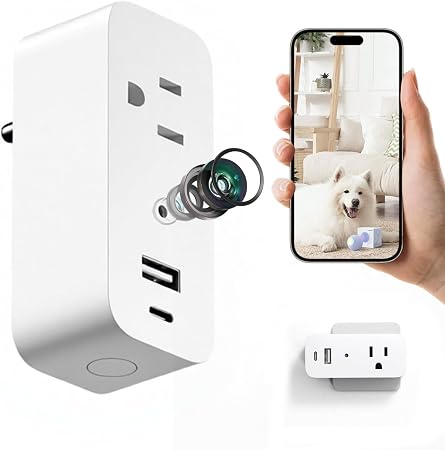 ULar 1080P WiFi Wall Outlet Camera with 32 GB Card Local Storage