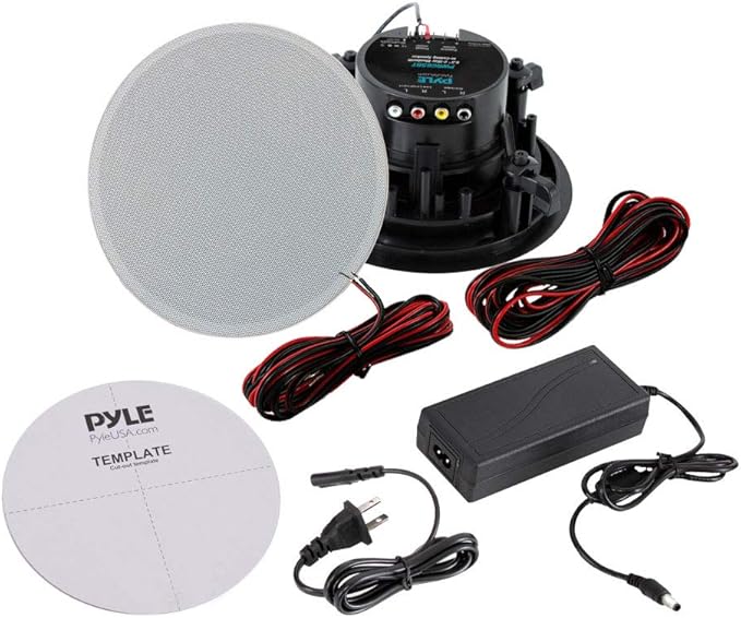 Pyle Ceiling and Wall Mount Speaker - Wireless Bluetooth 6.5" Dual 2-Way Audio Stereo Sound Subwoofer Kit w/ 300 Watts, in-Wall & in-Ceiling Flush Mount for Home Surround System - Pyle PWRC65BT White
